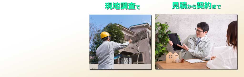 現地調査➝数量積算➝見積➝契約